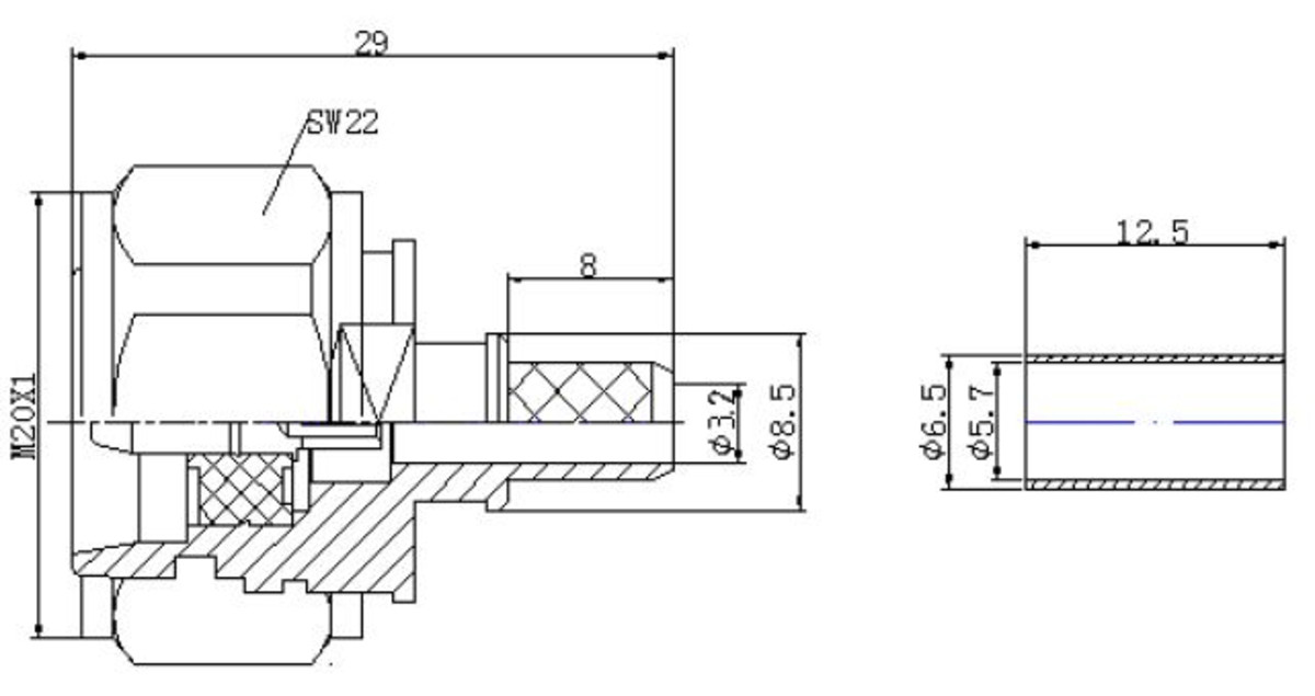 Pulse 4.3-10 Male Captive/Crimp Connector Suits RG142/RG223 Type Cable - Image 2