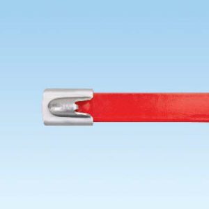 Panduit 201 x 7.9mm Stainles Steel Fully Coated Red Cable Ties Pack of 50