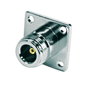 Pulse N-Type Female Solder Pot Square Flange Nickel-Plated Connector