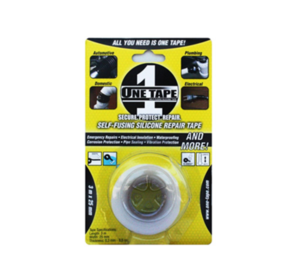 One Tape 3m x 25mm Triangular Silicone Clear Tape Retail Pack